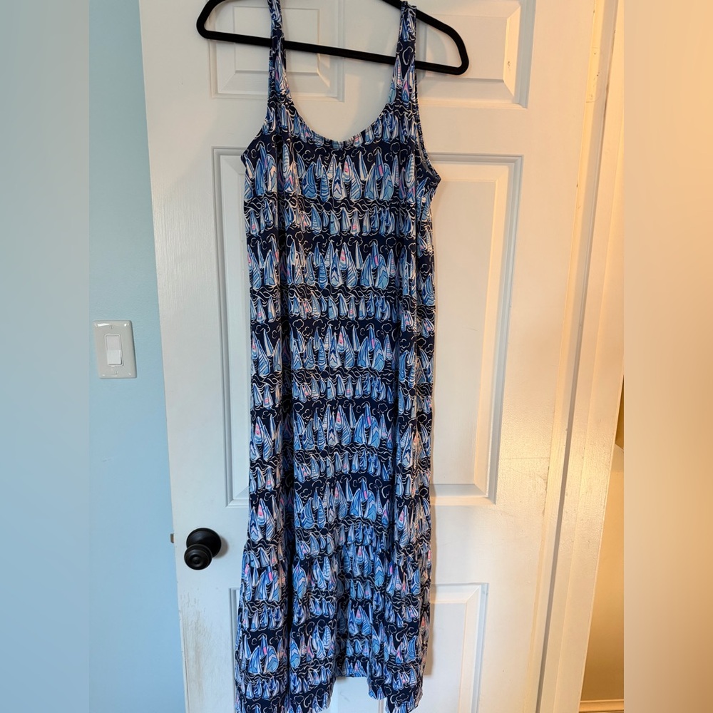 Lilly Pulitzer Blue and Pink Midi Dress